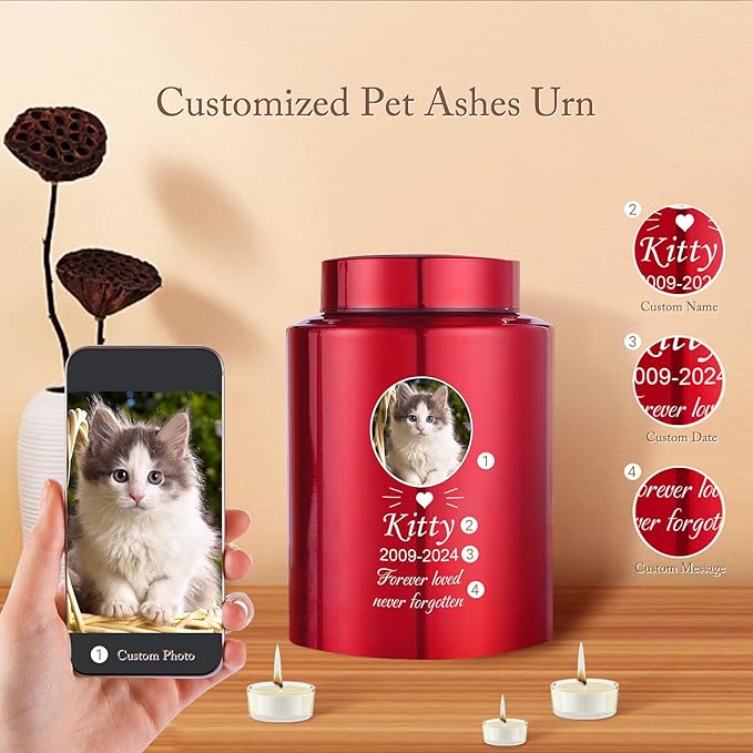 Custom Urns for Dogs and Cats Ashes Personalized Pet Urn with Name and Photo Pet Cremation Memorial Urn for Loss of Dog or Cats Engraved Pet Funeral Urns (Beards)