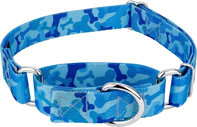 Country Brook Petz - Blue Bone Camo Martingale Dog Collar - Camouflage Collection Featuring Rugged Designs (1/2 Inch, Extra Small)