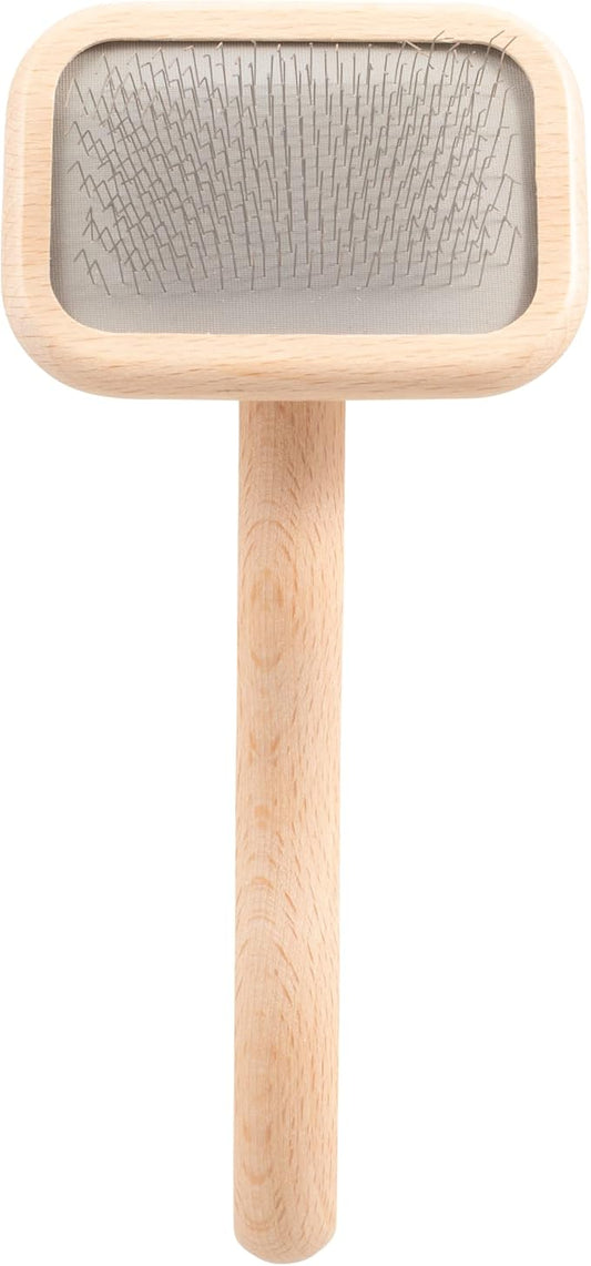 Chris Christensen Mark I Slicker Brush for Dogs, 12mm Pins, Groom Like a Pro, Handcrafted Lightweight Beechwood Ergonomic Handle, Stainless Steel Pins, A5I X-Small. Made in Germany.