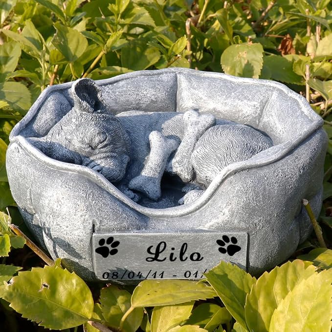 Dog Memorial Stone Statue Dog Garden Statue Pet Loss Gifts Pet Memorial Gifts Dog Grave Marker or Garden Memorial Stone Waterproof and Weatherproof Dog Plaque Personalized Memorial Tombstone