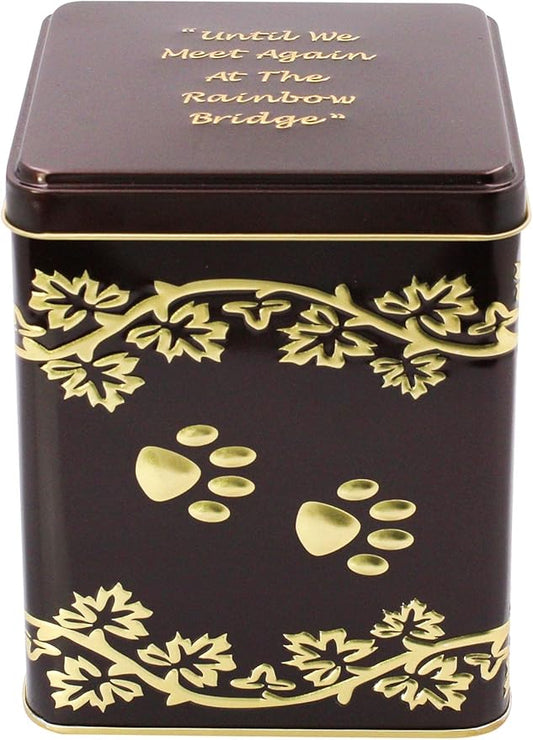 Large Rainbow Bridge Paw Print Economy Pet Cremation Urn Tin - 85 Cubic Inch Capacity for a Pet Weighing up to 70 Pounds - Pet Memorial Urn Tin for Ashes
