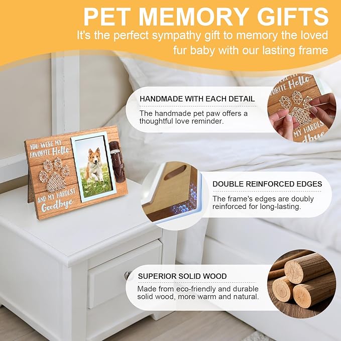 Dog Memorial Gifts, Pet Loss, Pet Sympathy Gifts for Loss of Dog, Pet Memorial Collar Frame, Thoughtful Dogs and Cats Remembrance, Bereavement Gifts