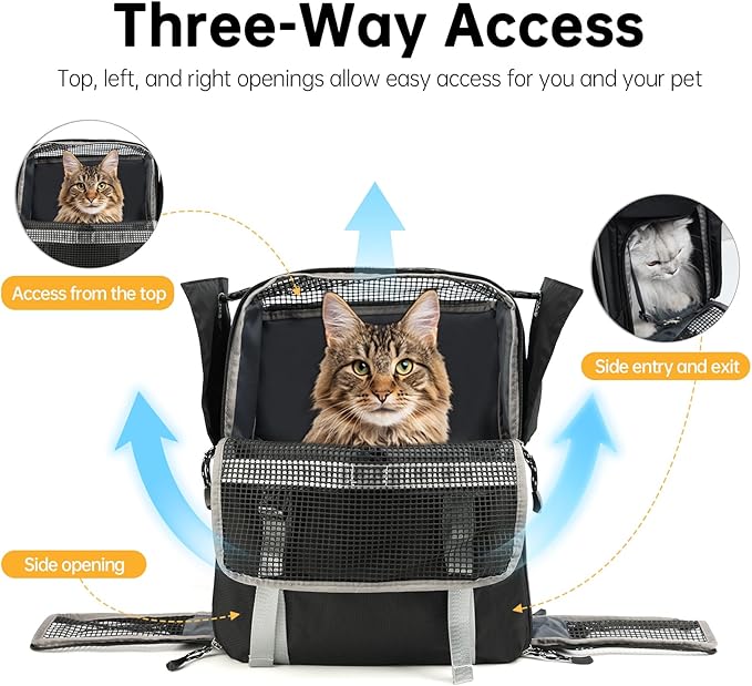 Cat Dog Backpack Carrier for Hiking Travel Portable Pet Daypack for Dog Cat Below 7kg/15.5lbs -Black