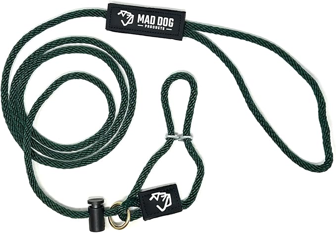 Mad Dog Products Easy Leader Dog Leash 1/4" x 10' Forest Green Signature Rope - Made in USA