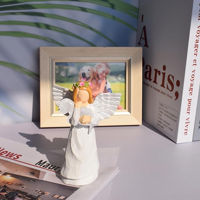 Anrkets Angel of Friendship Pet Memorial Gift – Dog Remembrance Angel Figurine with 7 Chakra Rainbow Bridge Bracelet, Sympathy Gift for Loss of a Beloved Dog