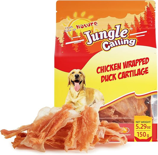 Jungle Calling 21 Count Dog Treats, Chicken Wrapped Bones, Rawhide Free Chews Made with Real Meat and Duck Cartilage, Jerky Dogs Treats Chewy Snacks