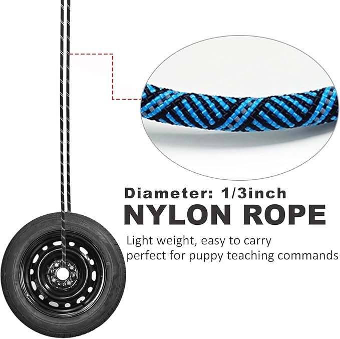 Reflective Long Slip Lead Dog Leash Anti-Choking 12 FT/20 FT/30 FT/50 FT Rope Training Leash for Medium Dogs Small Puppy Pets (20ft, Blue)