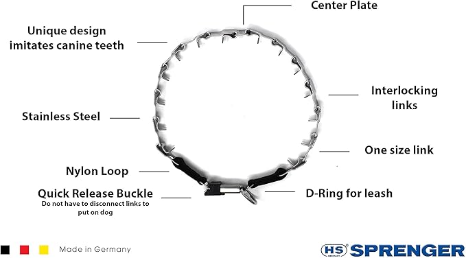 Herm Sprenger Dogline Neck Tech Stainless Steel Prong Dog Training Collar with Quick Release Buckle Pet Pinch No-Pull Collar for Dogs Made in Germany 24 inches