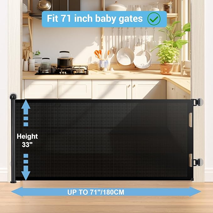 HAMOPY Auto-Lock Retractable Baby Gate Replacement Free-Punch Parts, Original Hardware Set (Including 2 x Latches + 2 x Brackets) Only Fit 55“&71” Auto-Lock Baby Gate(Black)