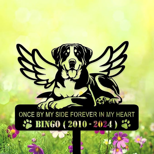Personalized Pet Memorial Grave Marker, Custom Pet's Name Cemetery Decorations for Funerary, Metal Pet Garden Stake, Outdoor Sympathy Pet Stake Plaque Gift for Loss Dog