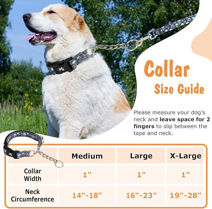 Reflective Martingale Collar for Dogs with Quick Release Buckle No Pull Training Dog Collars for Medium Breed,Large and XL Dogs (L)