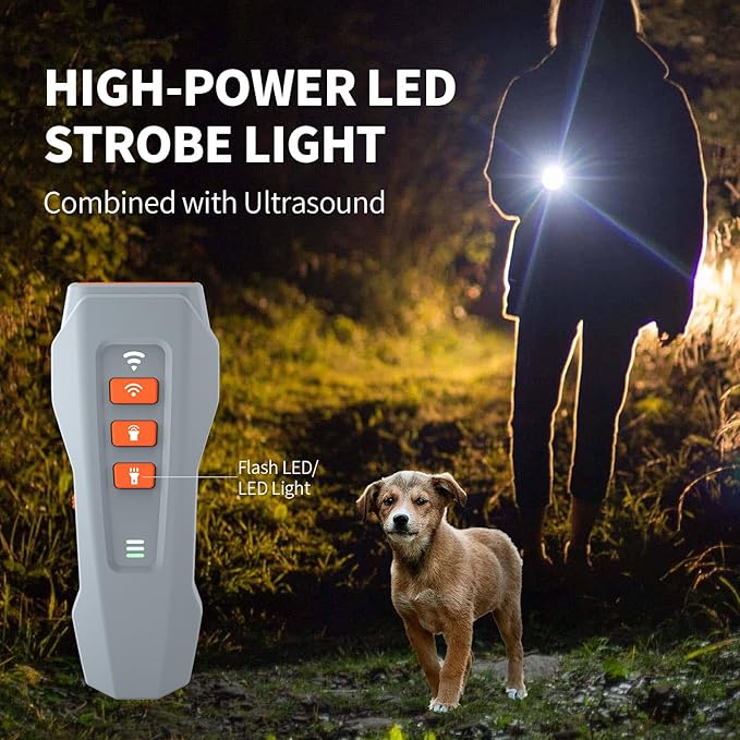 Dog Bark Deterrent Device, 3X Ultrasonic Anti Barking Device for Dogs, 50FT Range Stop Neighbor's Dog Barking, Safe & Humane Rechargeable Dog Training Tool Indoor Outdoor with Flashlight (black)