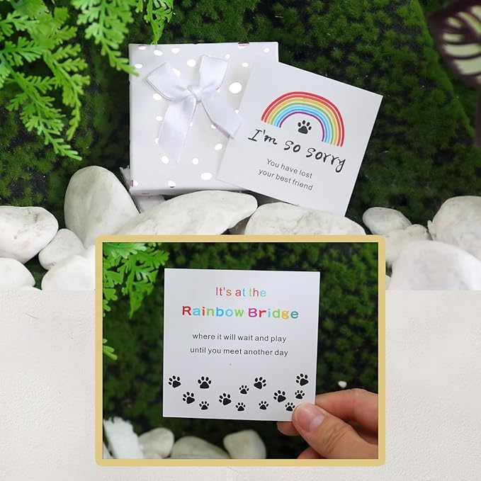 Pet Memorial Gifts, Pet Memorial Keychain, Dog Memorial Gifts, Rainbow Bridge Paw Print Presents, Sympathy Gift, Pet Lover Key Chain