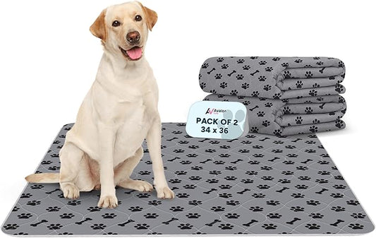Washable Pee Pads for Dogs, 2 Pack Large 34"x36" Super Absorbent Dog Training Pads,100% Waterproof Non-Slip Dog Pads for Whelping, Reusable Puppy Pads to Protect Your Floor