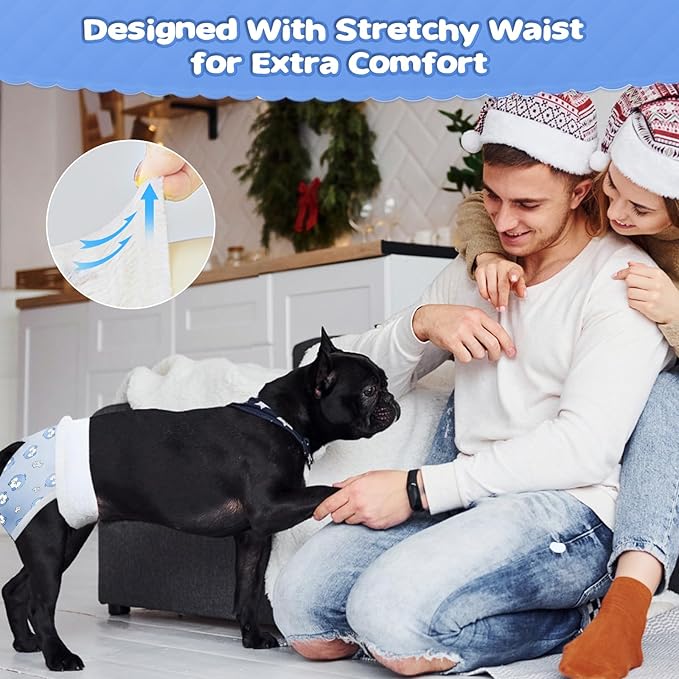 Ambreview Dog Diapers Female, Disposable Pulled Up Dog Diaper with Stretchy Waist, Super Absorbent 360° Leak-Proof Doggie Diapers for Female Puppy Dogs in Heat/Urinary Incontinence (30XL)