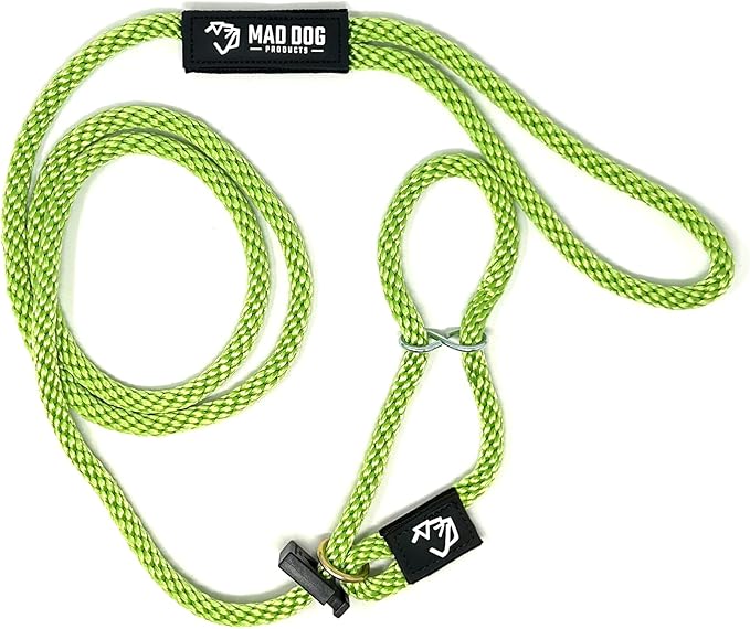 Mad Dog Products Easy Leader Dog Leash 3/8" x 15' Lime Signature Rope - Made in USA