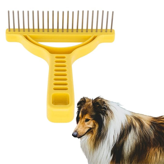 The Untangler Rakes for Grooming and Shedding -silky smooth rotating teeth to easily collect loose hair (Yellow, Extra-Long)