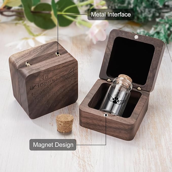 SOITIS Customized Small Pet for Dogs Cats Urns for Ashes Wooden Box, Small Glass Urn for Pets Ashes Keepsake, Pet Urns for Ash Funeral Keepsake Urn for Dog Ashes