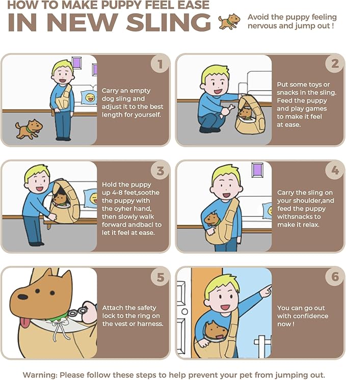 Dog Carrier Sling for Small Dogs, Front Cat Sling & Cats Up to 15 lbs, Dog Purse with Adjustable Strap Front Zipper Pocket, Double Safety Feature, Hands Free for Travel