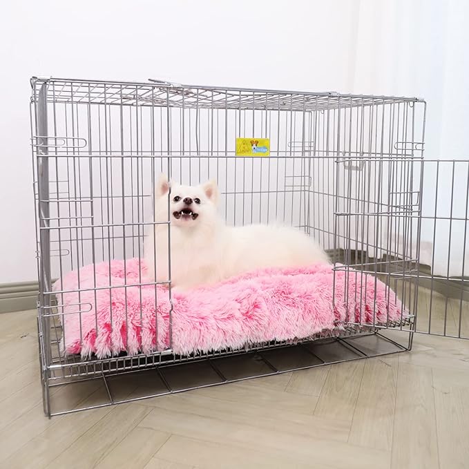 Vonabem Small Dog Bed Crate Pad, Pink Washable Puppy Beds, Plush Soft Dogs Kennel Pads 24 inch, Cute Cats Mat Anti Slip, Puppy Mats for Sleeping