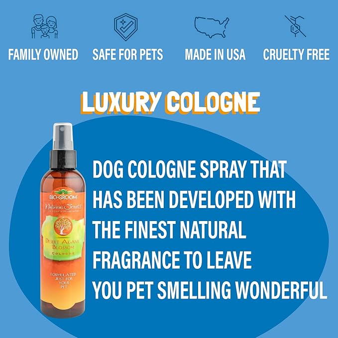 Bio-Groom Desert Agave Blossom Dog Cologne – Deodorizing Spray, Dog Bathing Supplies, Puppy Wash, Cat & Dog Grooming Supplies, Cruelty-Free, Made in USA, Dog Perfume – 8 fl oz 1-Pack