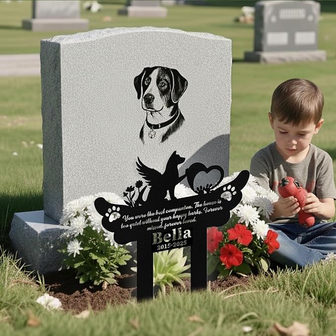 Custom Dog Grave Markers Outdoor, Personalized Pet Grave Marker Stake Dog Memorial, Outdoor Weatherproof Pet Cemetery Sign, Personalized Dog Memorial Gifts for Loss of Dog