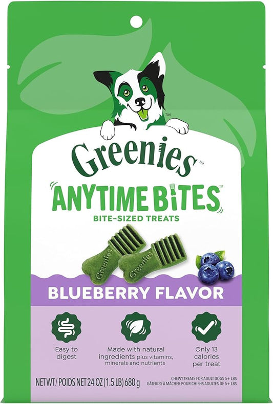 Greenies Anytime Bites Dog Treats, Blueberry Flavor, Dog Training Treats, 24 oz. Bag