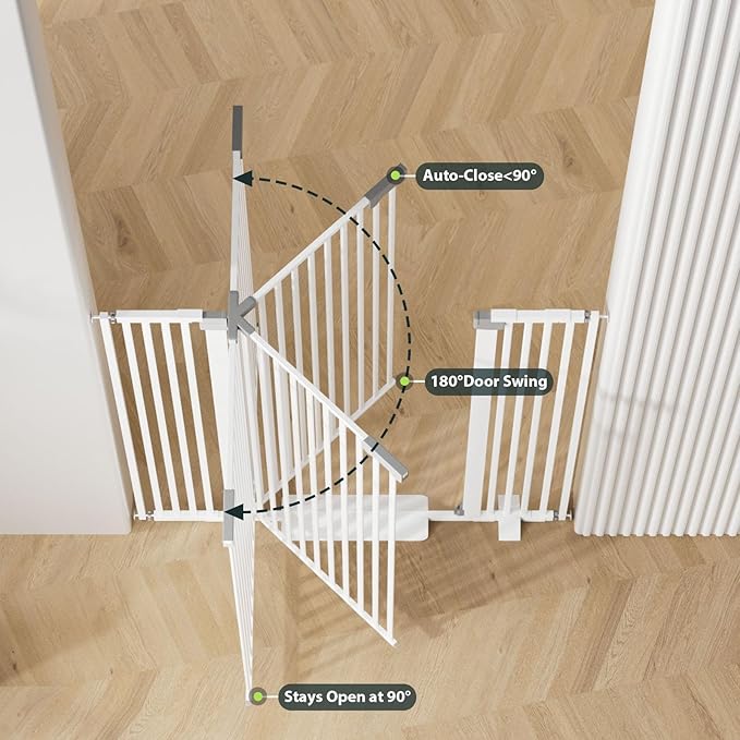 51'' Extra Tall Cat Gate Barrier for Doorways Hallways, Pressure Mounted Pet Dog Gates No Drilling Easy Walk Thru, Cat Fence Indoor Climb Proof 30-33'' Wide (White)