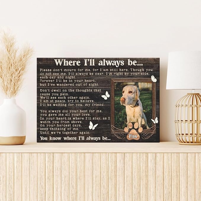 Dem Canvas Personalized Photo Canvas Prints, Pet Memorial Gifts - Dog & Cat Loss Gifts (18x12)