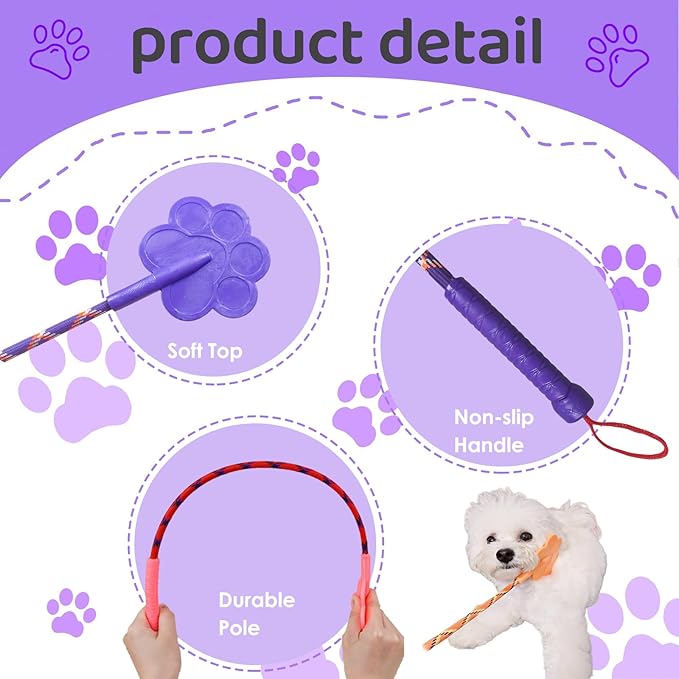 3 Pcs Dog Training Stick Pole, Puppy Training Tools Whip with Anti-Slip Handle, Outdoor and Indoor Exercise Interactive Dog Pole for Small Medium Dogs