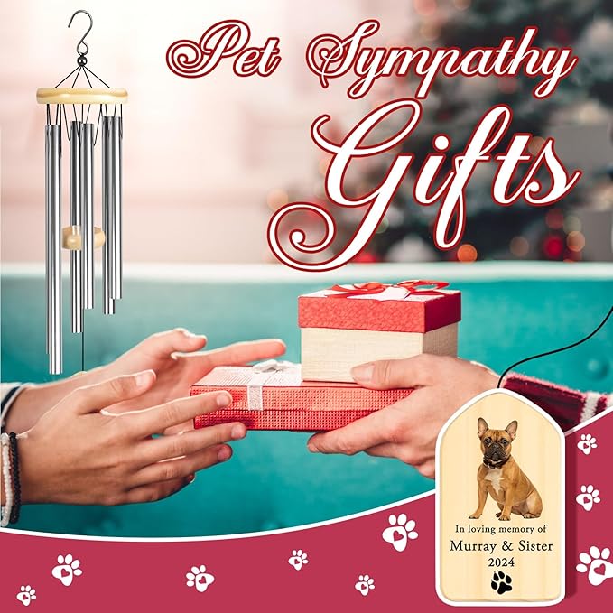 Touber Personalized Pet Remembrance Wind Chime - Dog Memorial Gift for Loss of Pet