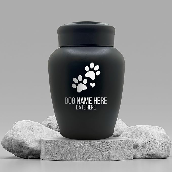Personalized Custom Dog Urn Engraved Dog Name and Date - Stainless Steel Large Cremation urns for Dogs Ashes with Airtight Closure | up to 150 lbs Capacity | Dog Paws