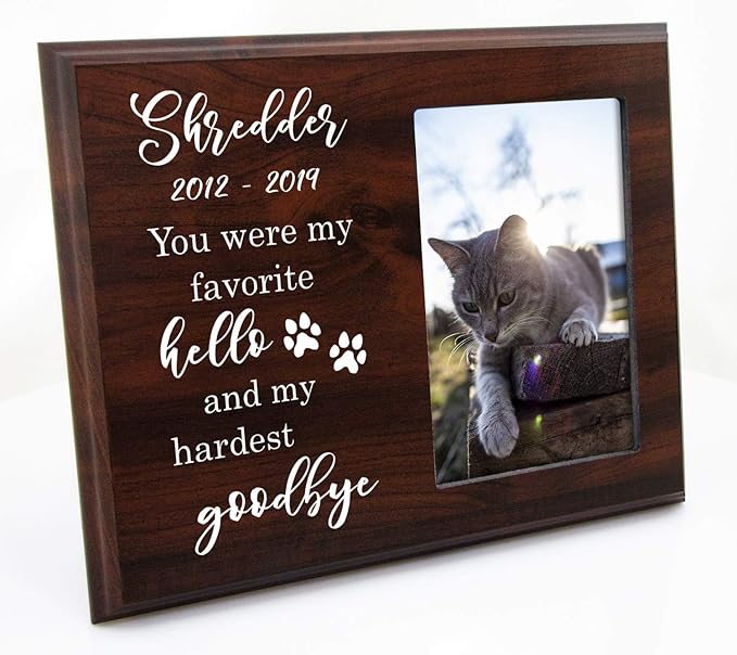 Mainely Urns 9x12 Photo Plaque - Pet Memorial Picture Frame - No Longer by Our Side, But Forever in Our Hearts - Design 1 - Sympathy Dog or Cat Gift Bereavement Plaque