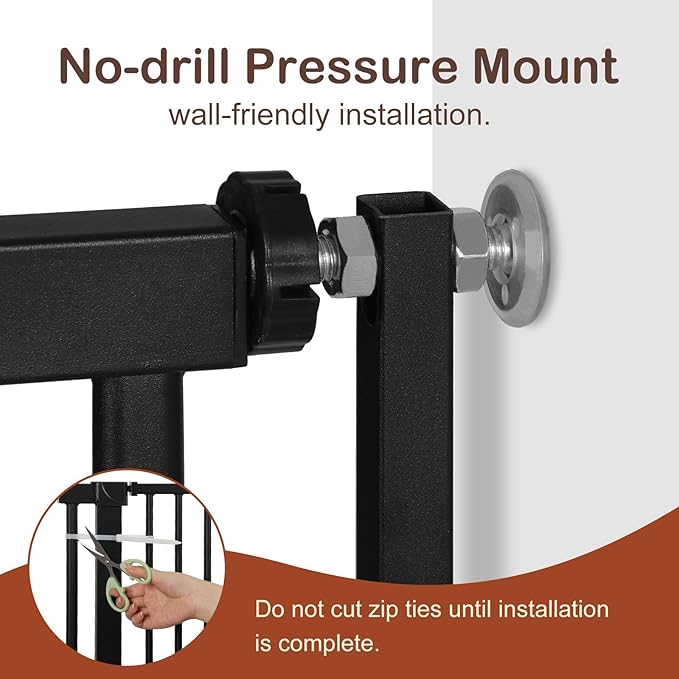 SMONTER 55" High Extra Tall Baby Gate, Safety Cat Gate for Doorways, Expands to 42.9"-46.9" Wide, Auto Close Dog Gate, No Drilling Pressure Mounted Cat Fence, Pet Gate Indoor for Stairs, Black