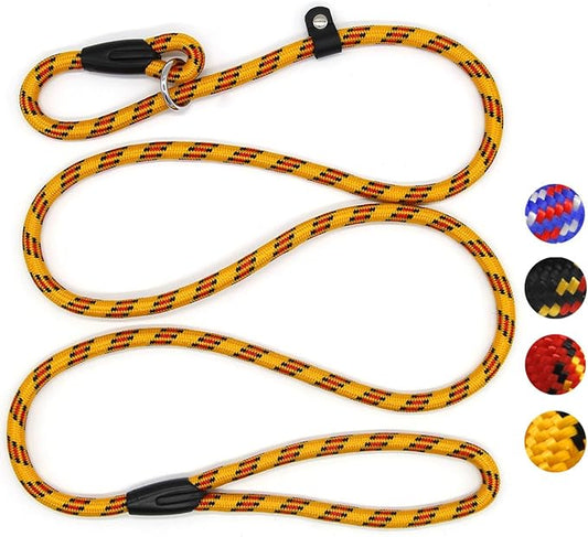 Coolrunner Dog Rope, 5 FT Slip Lead, Adjustable Pet Nylon Leash for Small Medium Dogs 10-80 lb Walking(Yellow)