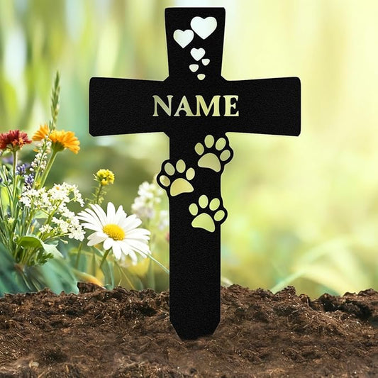 Custom Dog Grave Markers Outdoor, Personalized Pet Grave Marker Stake Dog Memorial, Outdoor Weatherproof Pet Cemetery Cross Sign, Personalized Dog Memorial Gifts for Loss of Dog