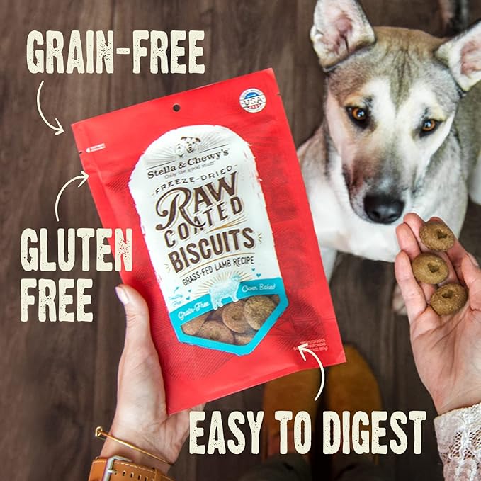 Stella & Chewy's Freeze-Dried Raw Coated Dog Biscuits – Cage-Free Chicken Recipe – Protein Rich, Grain Free Dog & Puppy Treat – Great Snack for Training & Rewarding – 9 oz Bag