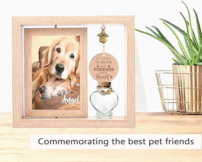 360° Rotating Pet Memorial Frame with Keepsake Jar – Double-Sided 4x6 Photo Display for Pet Loss – Perfect Remembrance Gift for Dog and Cat Owners