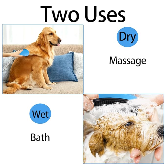 Small Dog Brush Puppy Brush for Small Dogs Soft Dog Bath Brusher Gentle Dogs Hair Remover Brushes Grooming Tool for Teddy Yorkies Maltese Shih Tzu Chihuahua Puppy Hair Brushes, Blue