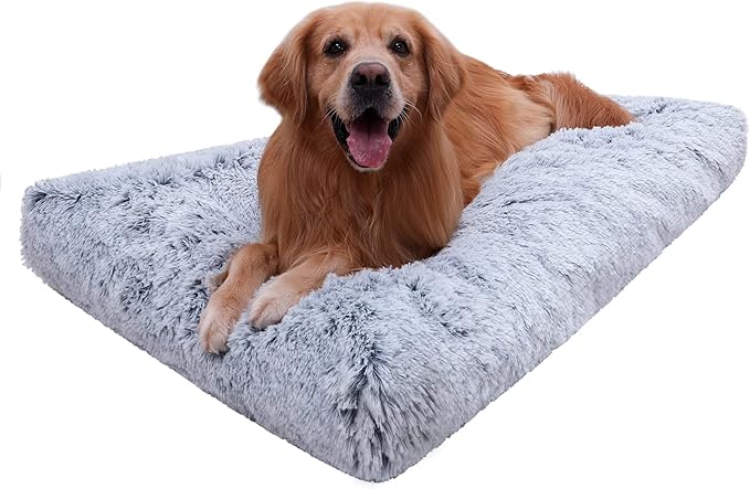 Vonabem XXXL Dog Bed Washable, Large Waterproof Pet Bed with Removable Cover, Jumbo Dog Crate Bed 54 inch, Soft Plush Pet Beds, Anti Anxiety Kennel Pad Grey