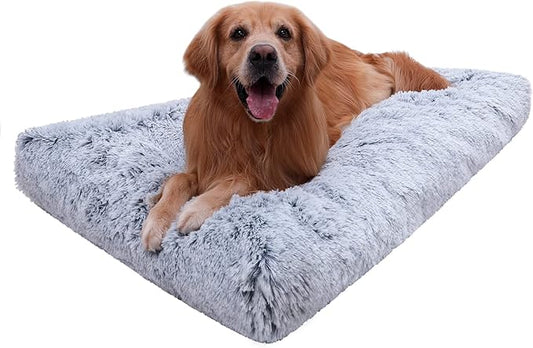 Vonabem XXXL Dog Bed Washable, Large Waterproof Pet Bed with Removable Cover, Jumbo Dog Crate Bed 54 inch, Soft Plush Pet Beds, Anti Anxiety Kennel Pad Grey