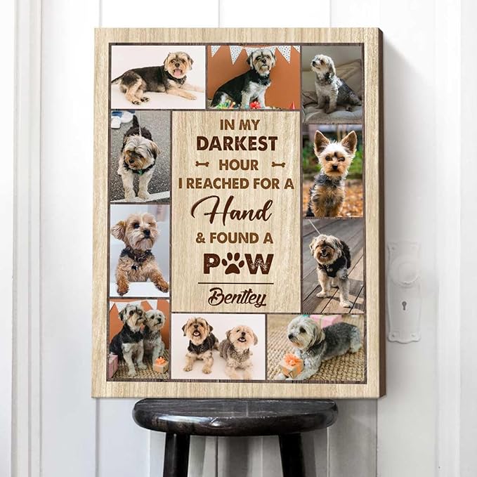 Benicee Shop Custom Pet Photo Collage Canvas Print, Dog Photo Gifts, Pet Personalized Gifts, Dog Memorial Frame