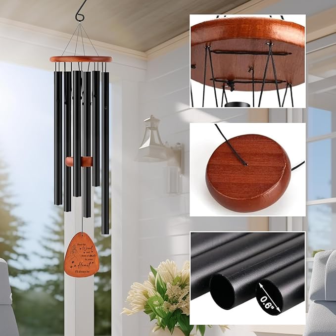 Personalized Pet Memorial Wind Chimes with Color Photo for Loss of Dogs Cats, Pet Passing Away Sympathy Remembrance Gift, 25.5”/32”/37”