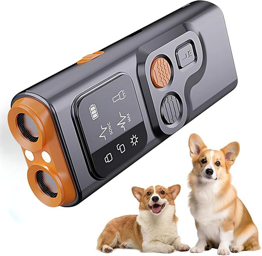 Dog Bark Deterrent Device, Ultrasonic Anti Barking, 4 Training Modes, 50FT Range, Safe Humane & Effective Handheld Dog Training Device for Indoor & Outdoor Use