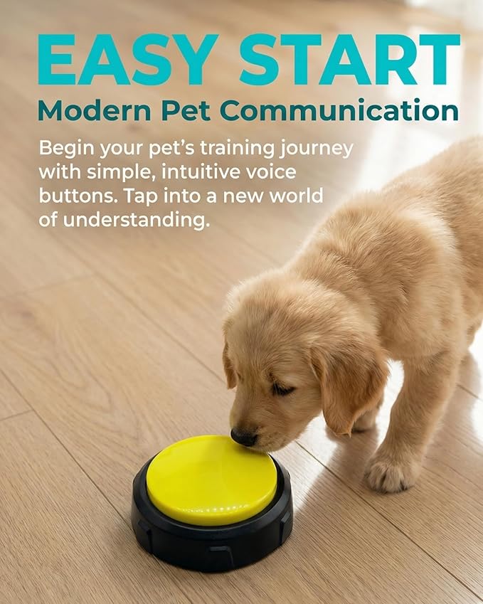 Dog Buttons for Communication, Recordable Button for Dog Starter Training, 30-Second Custom Voice Buzzer, Funny Gag Gift for Coworkers, Portable 3x3 Inch Desktop Memo. (Yellow, Colour)
