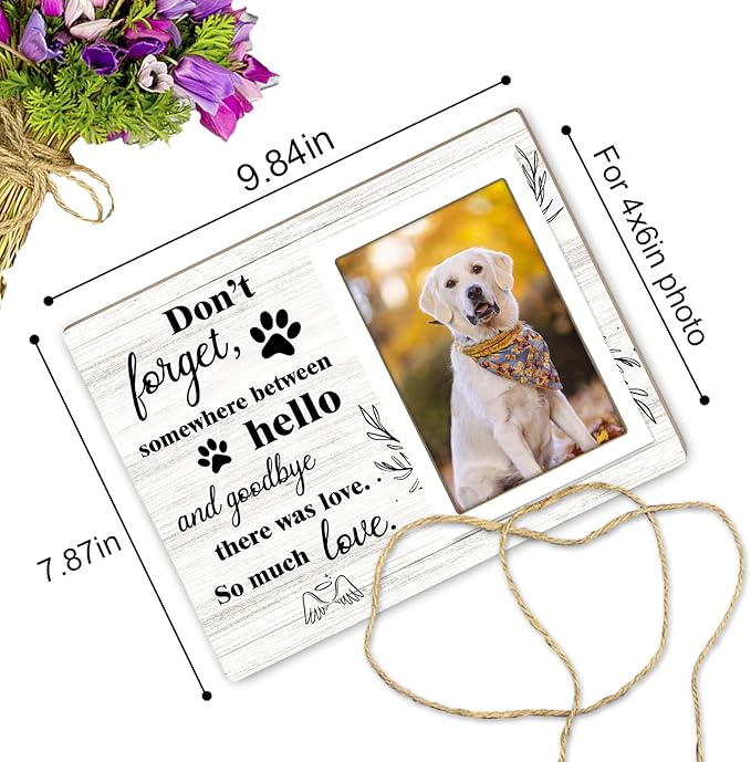 Pet Memorial Picture Frame, Sympathy Gifts for Loss of Dog, Dog Photo Frame Passed Away Gift, Pet Remembrance Gift, 4x6 Photo12P062