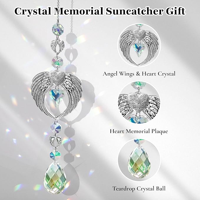 Dog Memorial Gifts - Dog Memorial Suncatcher Set with Acrylic & Crystal Suncatchers, Pet Loss Sympathy Gift (Heart)