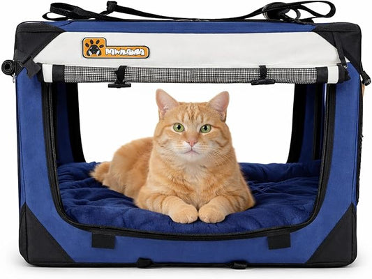 Cat & Dog Pet Carrier, Soft-Sided, Small 20"x13"x13", Supports Up to 45 lbs, Privacy Windows, Removable Plush Bed, Locking Zippers, Foldable Travel Crate