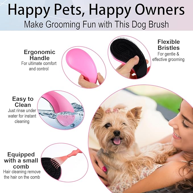 Small Dog Brush - Puppy Brush for Small Dogs, Soft and Comfortable,Perfect for Yorkie, Shih Tzu, Maltipoo & Maltese, Cat, Rabbits,Gentle Hair Remover for Easy Pet Grooming at Home (Blue)