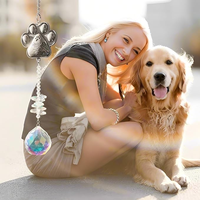 Dog Memorial Gifts for Loss of Dog,Pet Memorial Suncatcher,Pet Memorial Sympathy K9 Crystal Sun Catcher,Thoughtful Dogs and Cats Remembrance, Bereavement Gifts (Multicolour)